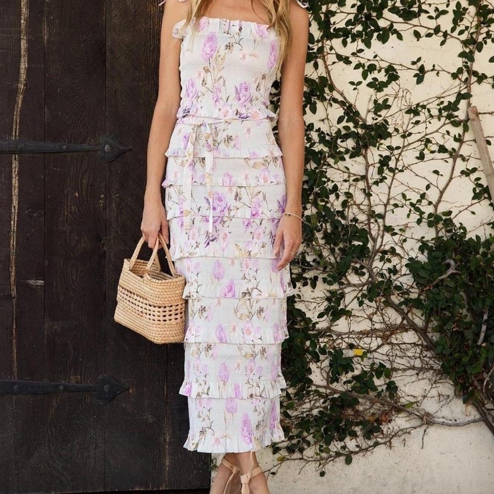 V. Chapman Strapless Floral Dress - Pink and White - Picture 3 of 6